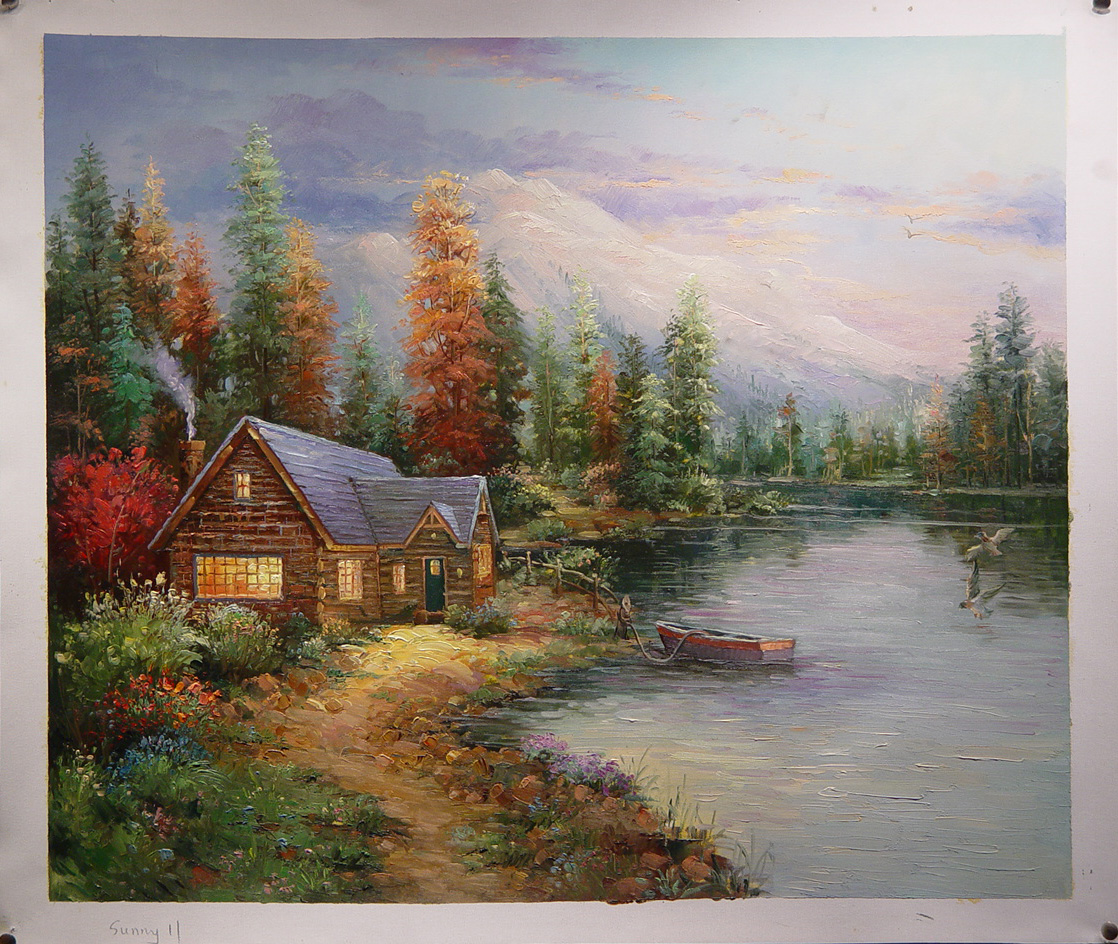 (image for) Handmade oil painting Copy paintings of famous artists Thomas Kinkade's painting, NO.59 - Click Image to Close